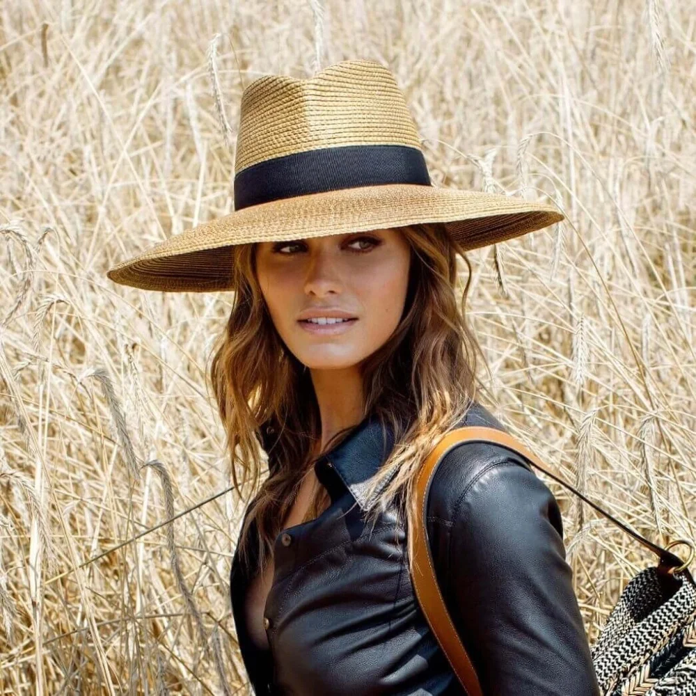 Eric Javits Wide-Brim Straw Hat with Black Band - Picture 8 of 8